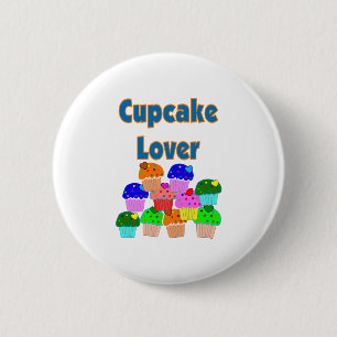 "Cupcake Lover" — Mond van heldere, kleurige cup Ronde Button 5,7 Cm