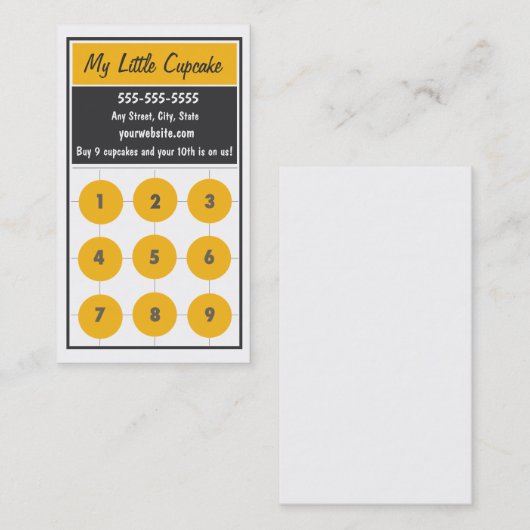 Cupcake Loyalty Visitekaartje Punch Card (Voorkant / Achterkant)
