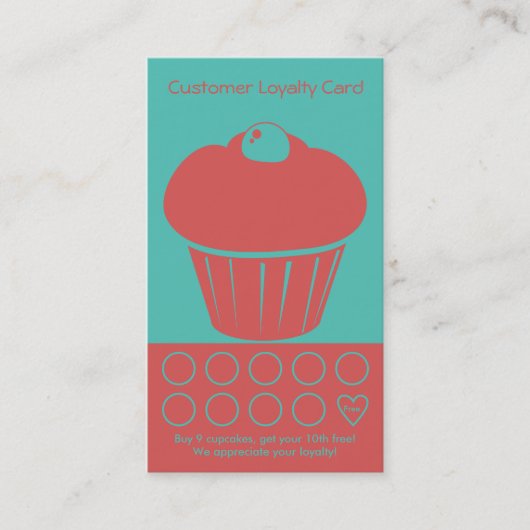Cupcake Loyalty Visitekaartje Punch Card (Voorkant)