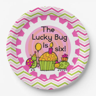 Cupcake Lucky Bug 6e verjaardag Bord