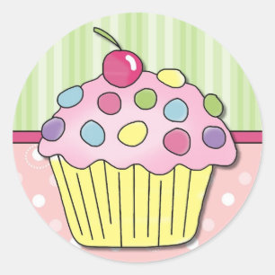 Cupcake Magnet Pink Frosting Ronde Sticker
