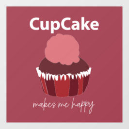 Cupcake Makes Me Happy Restaurant Raamsticker
