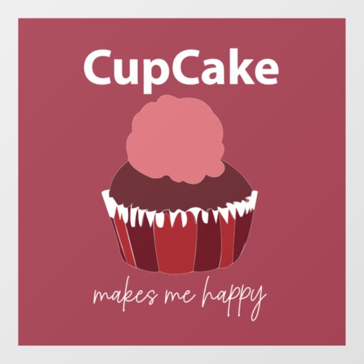 Cupcake Makes Me Happy Restaurant Raamsticker (Vel)