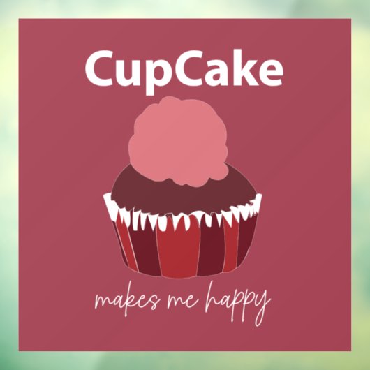 Cupcake Makes Me Happy Restaurant Raamsticker (Vel 3)