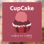 Cupcake Makes Me Happy Restaurant Raamsticker (Vel 2)