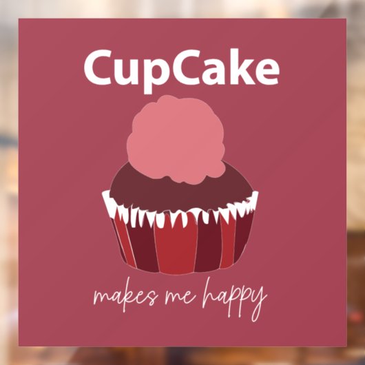 Cupcake Makes Me Happy Restaurant Raamsticker (Vel 2)
