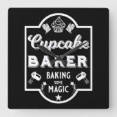 Cupcake Master Baker Vierkante Klok (Voorkant)