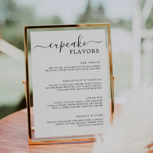 Cupcake Menu Teken Minimalistische bruiloft Cupcak Kaart