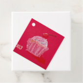 Cupcake met aardbeien glazuur bedankjes labels (In situ)