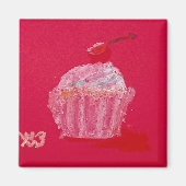 Cupcake met aardbeien glazuur magneet (Voorkant)