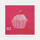 Cupcake met aardbeien glazuur servet (Voorkant)