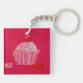Cupcake met aardbeien glazuur sleutelhanger (Achterkant)