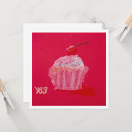 Cupcake met aardbeiroom kaart