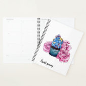 Cupcake met blauwe crème en roze pinda's planner (Display)