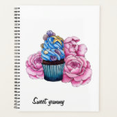 Cupcake met blauwe crème en roze pinda's planner (Voorkant)