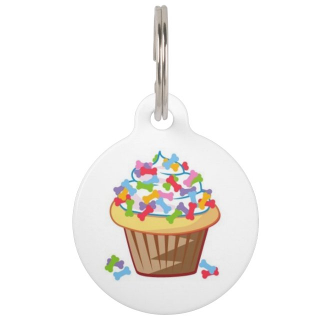 Cupcake met Botten ID-tag Huisdierpenning (Voorkant)