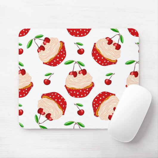 Cupcake met Cherries Pattern Muismat (Met muis)