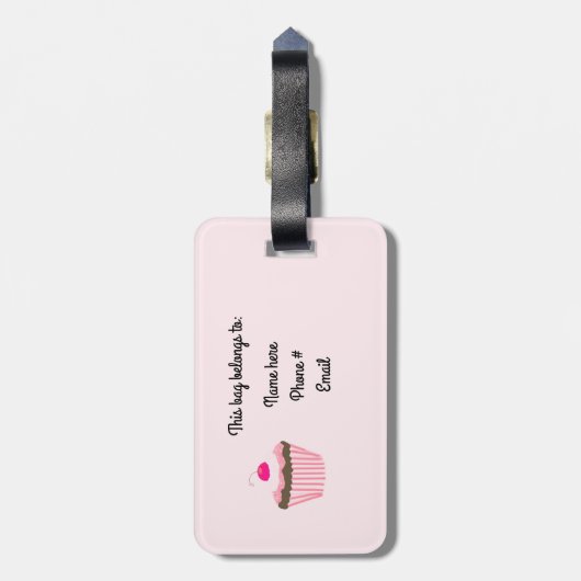 Cupcake met Cherry Bagagelabel (Achterkant verticaal)