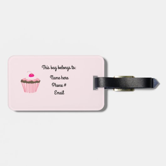 Cupcake met Cherry Bagagelabel (Achterkant horizontaal)