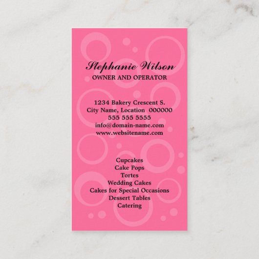 Cupcake met Cherry Baker Visitekaartje (Achterkant)