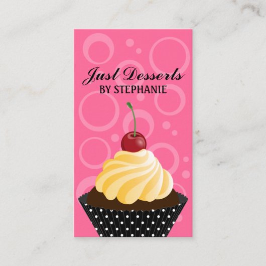 Cupcake met Cherry Baker Visitekaartje (Voorkant)