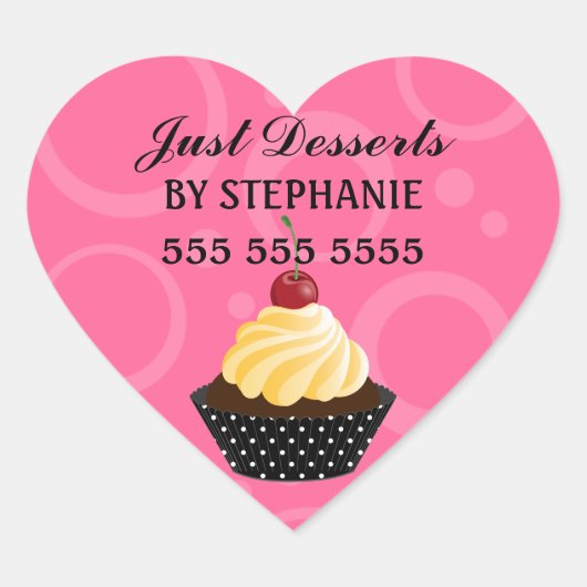 Cupcake met Cherry Bakery Hart Sticker (Voorkant)