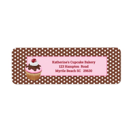 Cupcake met Cherry Bakery Return Label (Voorkant)