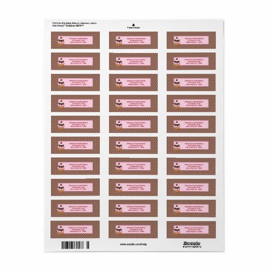 Cupcake met Cherry Bakery Return Label (Full Sheet)