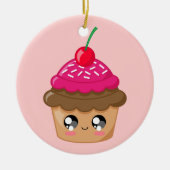 Cupcake met Cherry en Sprinkles Keramisch Ornament (Voorkant)