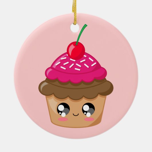 Cupcake met Cherry en Sprinkles Keramisch Ornament (Achterkant)