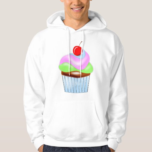 Cupcake met Cherry Op Top Mannen Hoodie (Voorkant)