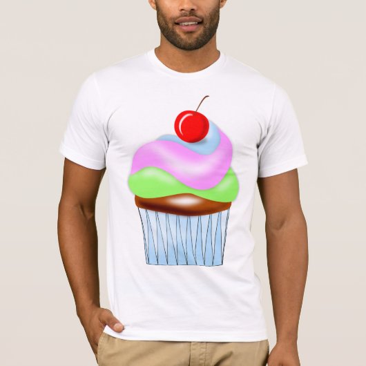 Cupcake met Cherry op top Mannen T-shirt (Voorkant)