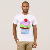 Cupcake met Cherry op top Mannen T-shirt (Voorkant volledig)