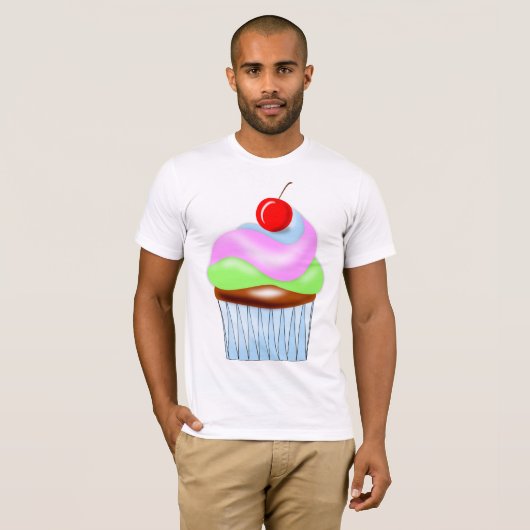 Cupcake met Cherry op top Mannen T-shirt (Voorkant volledig)
