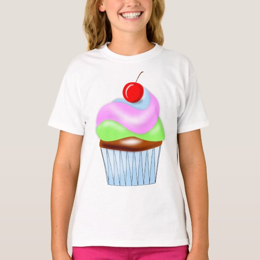 Cupcake met Cherry Op Top Meisjes T-shirt (Voorkant)
