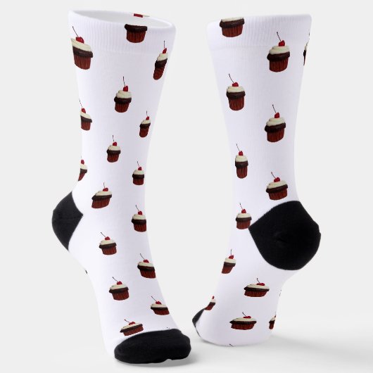 Cupcake met Cherry op Top Pattern Sokken (Gebogen)