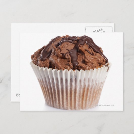 Cupcake met chocoladeijs briefkaart (Voorkant / Achterkant)