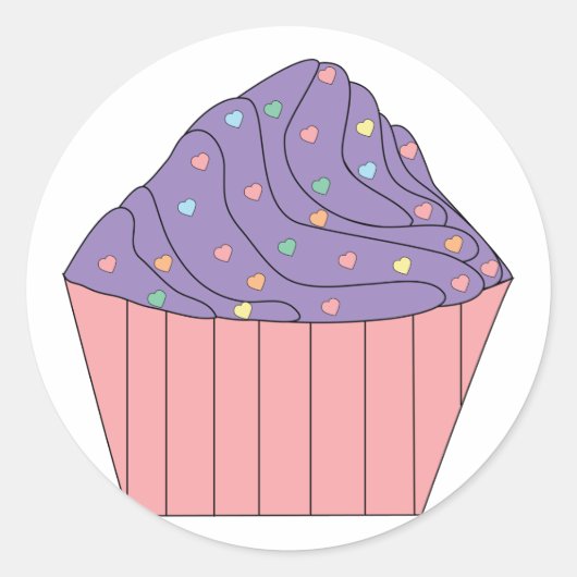 Cupcake met hart Sprinkles Sticker (Voorkant)