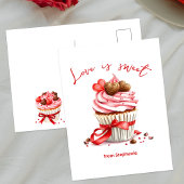 Cupcake met hartchocolaatjes Liefde is zoet Briefkaart