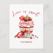 Cupcake met hartchocolaatjes Liefde is zoet Briefkaart (Voorkant)