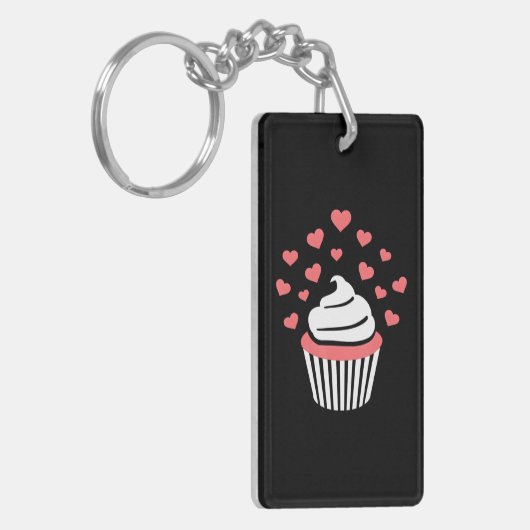 Cupcake met harten sleutelhanger (Voorkant Links)