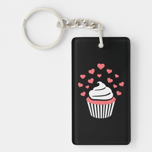 Cupcake met harten sleutelhanger (Voorkant)