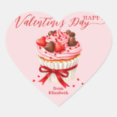 Cupcake met Heart Chocolates Valentijnsdag Hart Sticker (Voorkant)