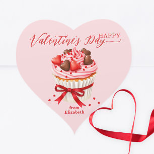 Cupcake met Heart Chocolates Valentijnsdag Hart Sticker