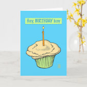 Cupcake met kaars "Hey, Birthday Boy" Kaart (Gele Bloem)