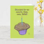 Cupcake met kaars "Umm, Umm, UMM!" Birthday Kaart (Gele Bloem)