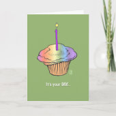 Cupcake met kaars Verf de stad van Birthday Kaart (Voorkant)