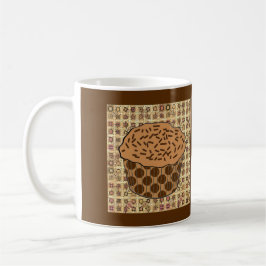 Cupcake met karamelglazuur en spikkels koffiemok