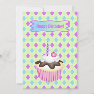 Cupcake met kers, verjaardag feestdagenkaart