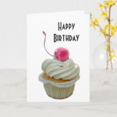 Cupcake met kersen kaart (Gele Bloem)
